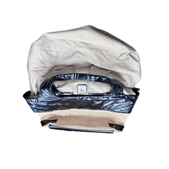 Maxx New York Black & Tan Woven Tote Bag With PVC Trim - Picture 4 of 9